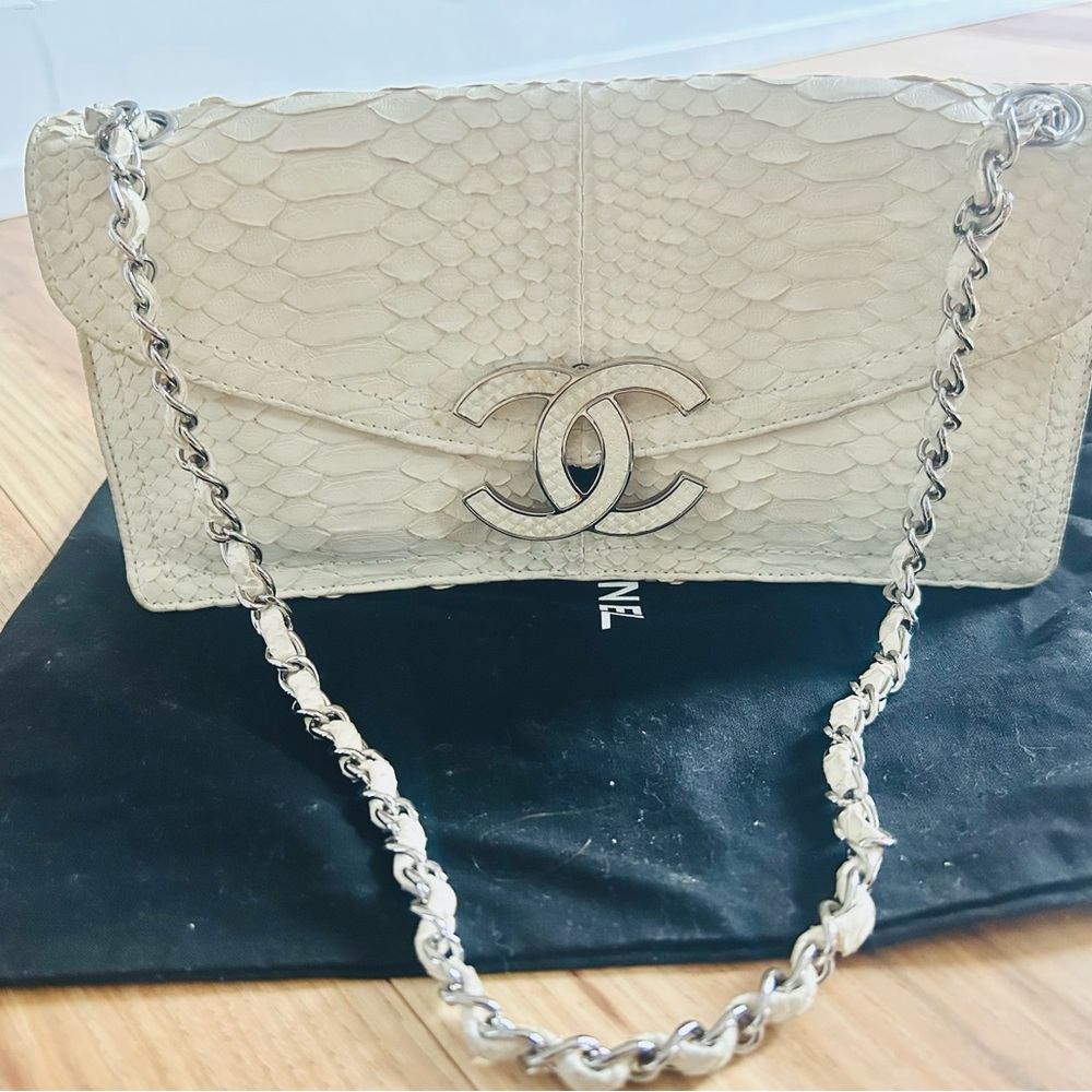 Chanel Ivory Rare python flap bag